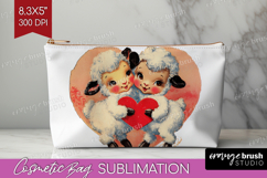Vintage Valentines Day Cosmetic Bag - Retro Animal Makeup Product Image 1