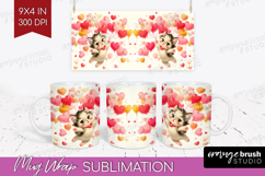 Vintage Valentines Day Mug Wrap - Retro Animal Mug PNG Product Image 1