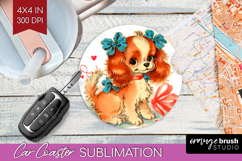 Vintage Valentines Day Car Coaster - Retro Animal Coaster Product Image 1