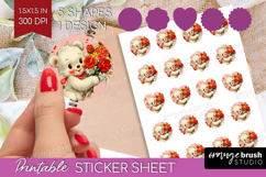 Vintage Valentines Day Round Sticker - Retro Animal Sticker Product Image 1