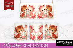 Vintage Valentines Day Mug Wrap - Retro Animal Mug PNG Product Image 1