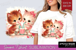 Vintage Valentines Day Square Tshirt Background - Retro PNG Product Image 1