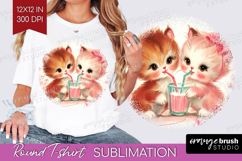 Vintage Valentines Day Round Tshirt Background - Retro PNG Product Image 1