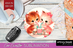 Vintage Valentines Day Car Coaster - Retro Animal Coaster Product Image 1