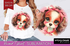 Vintage Valentines Day Round Tshirt Background - Retro PNG Product Image 1