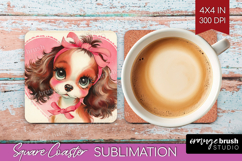 Vintage Valentines Day Square Coaster - Retro Animal Coaster Product Image 1