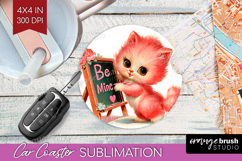 Vintage Valentines Day Car Coaster - Retro Animal Coaster Product Image 1