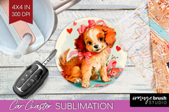 Vintage Valentines Day Car Coaster - Retro Animal Coaster Product Image 1
