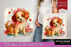 Vintage Valentines Day Tote Bag - Retro Animal Tote Bag PNG Product Image 1