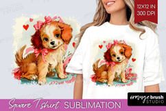 Vintage Valentines Day Square Tshirt Background - Retro PNG Product Image 1