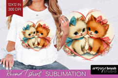 Vintage Valentines Day Round Tshirt Background - Retro PNG Product Image 1