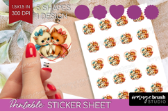 Vintage Valentines Day Round Sticker - Retro Animal Sticker Product Image 1