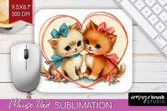 Vintage Valentines Day Mouse Pad Sublimation - Retro Animal Product Image 1