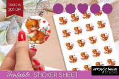 Vintage Valentines Day Round Sticker - Retro Animal Sticker Product Image 1