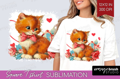 Vintage Valentines Day Square Tshirt Background - Retro PNG Product Image 1