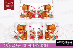 Vintage Valentines Day Mug Wrap - Retro Animal Mug PNG Product Image 1