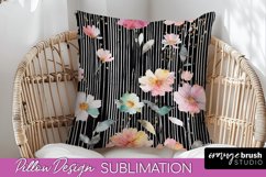 Watercolor Flowers Pillow Cover - Summer Pillow Sublimation Product Image 1