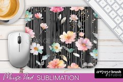 Floral Mouse Pad PNG - Pink Flowers Mousepad Sublimation Product Image 1