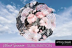 Pink Flowers Wind Spinner - Summer Wind Spinner Sublimation Product Image 1