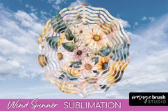 Pink Flowers Wind Spinner - Summer Wind Spinner Sublimation Product Image 1