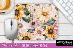 Floral Mouse Pad PNG - Pink Flowers Mousepad Sublimation Product Image 1