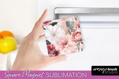 Pink Flowers Magnet Sublimation - Watercolor Magnet Design Product Image 1