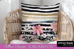 Watercolor Flowers Pillow Cover - Summer Pillow Sublimation Product Image 1