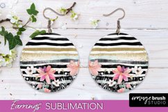 Watercolor Flowers Earrings, Pink Floral Earring Sublimation Product Image 1