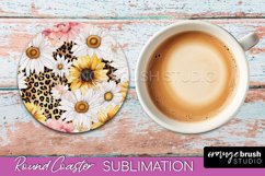 Watercolor Flowers Round Coaster - Floral Pink Sublimation Product Image 1
