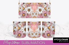 Pink Watercolor Flowers Mug Wrap - Floral Mug Sublimation Product Image 1