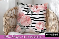 Watercolor Flowers Pillow Cover - Summer Pillow Sublimation Product Image 1