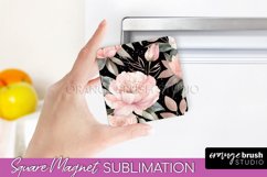 Pink Flowers Magnet Sublimation - Watercolor Magnet Design Product Image 1