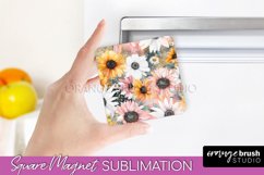 Pink Flowers Magnet Sublimation - Watercolor Magnet Design Product Image 1