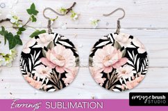 Watercolor Flowers Earrings, Pink Floral Earring Sublimation Product Image 1