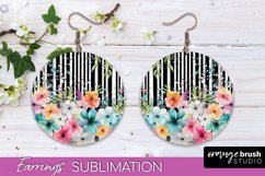 Watercolor Flowers Earrings, Pink Floral Earring Sublimation Product Image 1