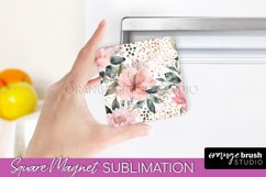 Pink Flowers Magnet Sublimation - Watercolor Magnet Design Product Image 1