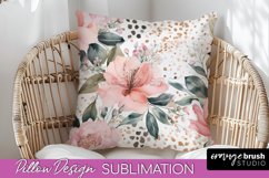 Watercolor Flowers Pillow Cover - Summer Pillow Sublimation Product Image 1