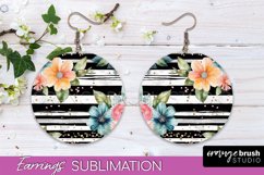 Watercolor Flowers Earrings, Pink Floral Earring Sublimation Product Image 1