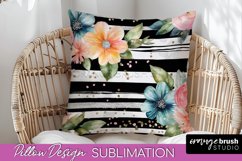 Watercolor Flowers Pillow Cover - Summer Pillow Sublimation Product Image 1