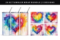 Heart 20oz Tumbler Wrap | Sublimation PNG Design Product Image 1