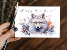 New Year Card Watercolor. Christmas Card Printable PNG Product Image 3