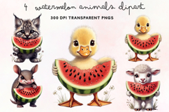 Watermelon Animals Clipart PNG Product Image 1