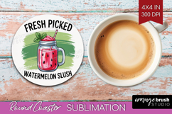 Watermelon Slush Cocktail Round Coaster Summer Drink Coaster Product Image 1