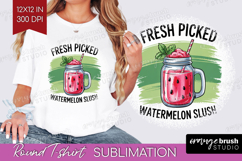 Watermelon Slush Cocktail Round Tshirt Background Summer PNG Product Image 1