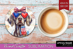 Weimaraner Dog Round Coaster 4th Of July Coaster PNG Product Image 1