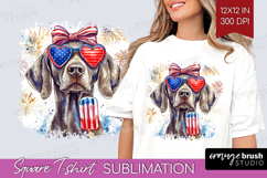 Weimaraner Dog Square Tshirt Background 4th Of July PNG Product Image 1