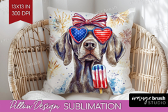 Weimaraner Dog Pillow Sublimation 4th Of July Pillow Cover Product Image 1