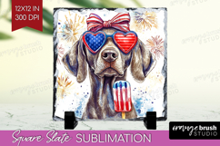 Weimaraner Dog Slate PNG 4th Of July Square Slate Product Image 1