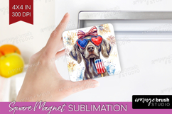 Weimaraner Dog Magnet Sublimation 4th Of July Square Magnet Product Image 1