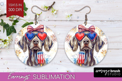 Weimaraner Dog Round Earrings 4th Of July PNG Sublimation Product Image 1
